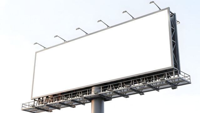 Blank Billboard with Spotlights Against a Clear Sky