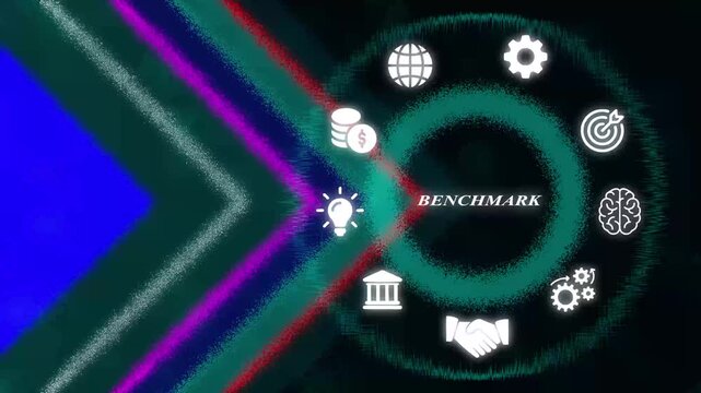 Business benchmark concept with digital and abstract neon