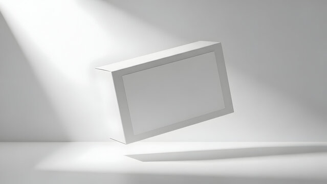 Minimalist White Box Floating in Soft Light
