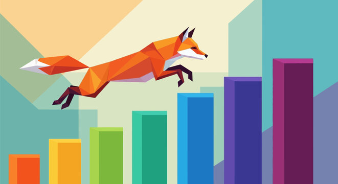 Orange fox jumping over bars
