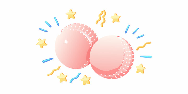 Pink macarons with sprinkles watercolor illustration with stars