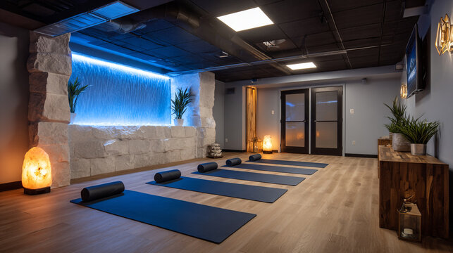 Yoga mats on the floor in luxury setting