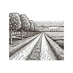 Fototapeta premium Dirt Road Through Agricultural Field Landscape.
