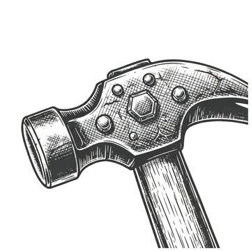Hammer head with metal handle.