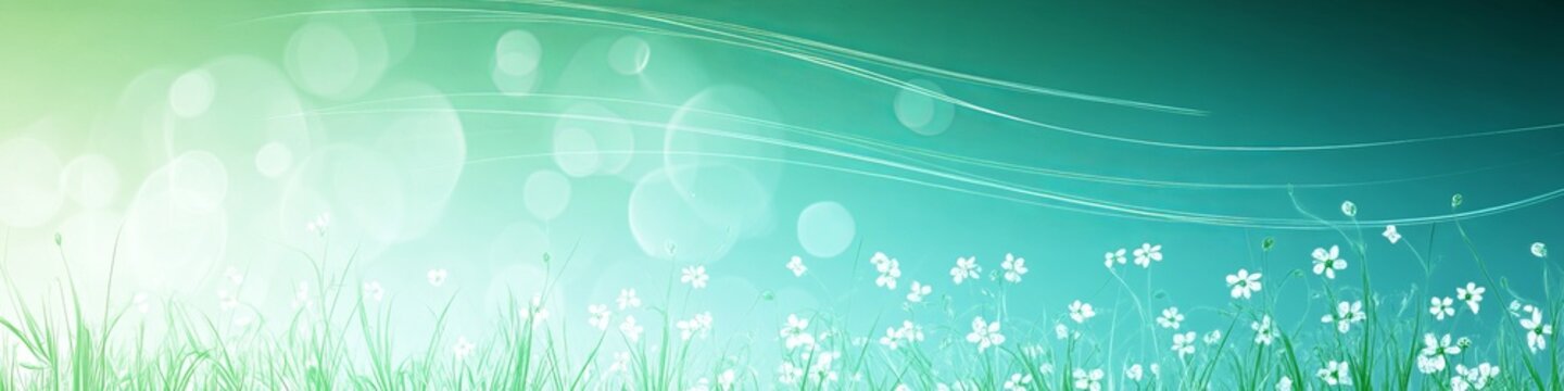 Elegant Mint Green Watercolor Background Featuring Delicate Flower Sketches and Airy Summer Vibes
