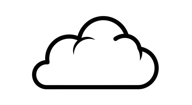Minimalist black cloud outline icon on white background