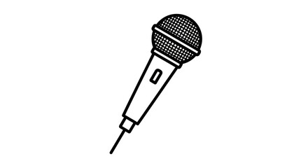 Fototapeta premium Minimalist black line art microphone icon on white background