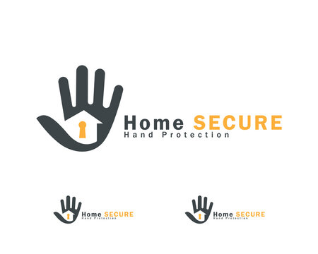 hand protect logo creative design concept secure home technology