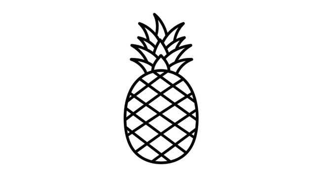 Minimalist black line art pineapple icon on white background