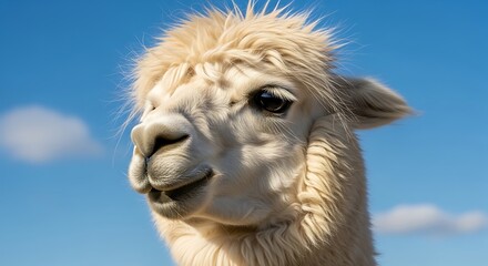 Fototapeta premium Adorable Alpaca Portrait for Farm & Nature Marketing | Cute Animal Stock Photo