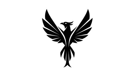 Obraz premium Minimalist black phoenix bird logo icon on white background