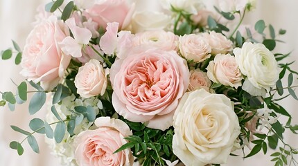 Obraz premium Elegant Pink & Cream Rose Bouquet for Weddings, Events & Decor - Commercial Floral Design