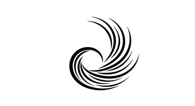 Minimalist black spiral wave logo icon on white background