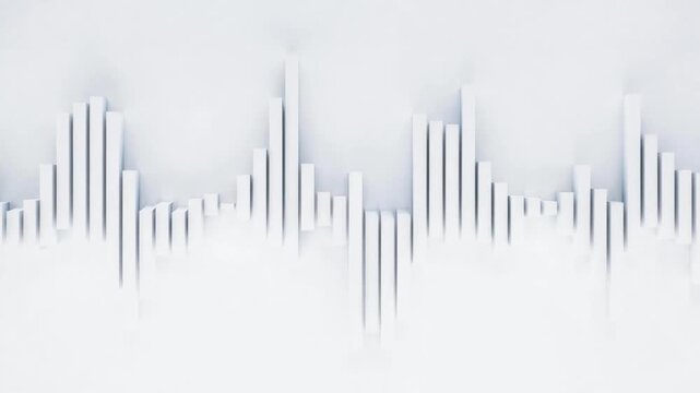 A digital vector illustration of a blue sound wave frequency spectrum featuring a modern audio equalizer waveform design for music technology and data market charts