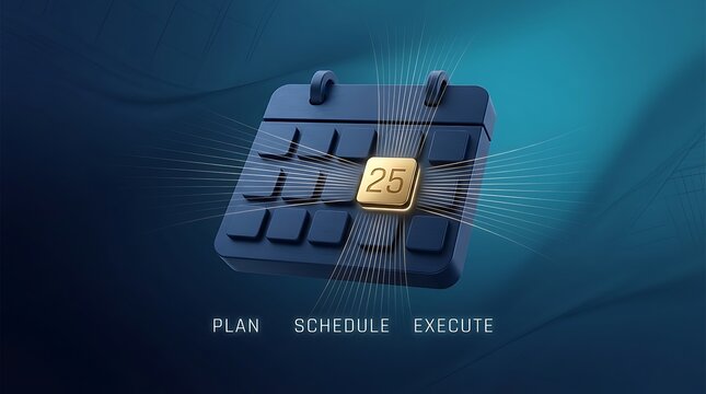 Calendar displaying the twenty-fifth day highlights the critical transition phase between corporate planning, effective scheduling, and the successful execution of important business objectives.