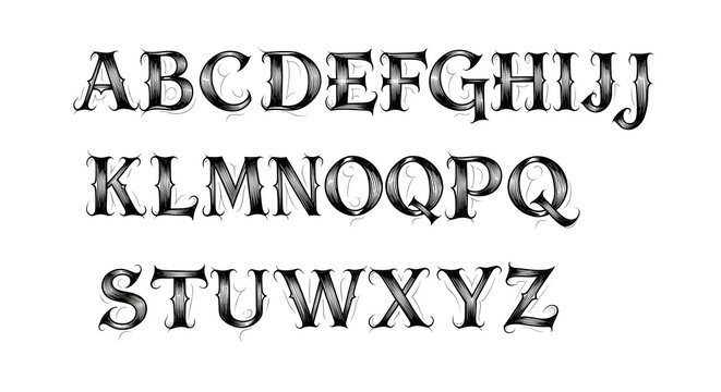 Elegant Decorative Alphabet Set Featuring Ornate Metallic Textured Typography for Sophisticated Design Projects