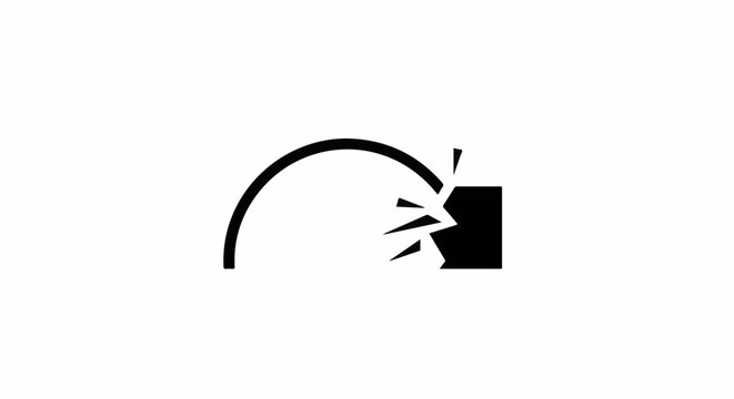 Abstract graphic of a broken archway revealing a fractured geometric shape