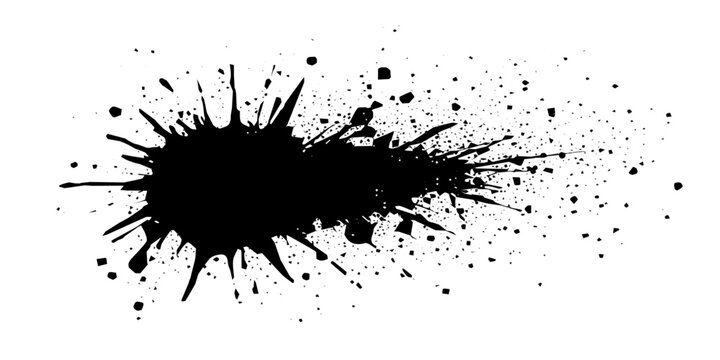 Ink blot abstract: A striking black ink blot with a dynamic splatter effect. conveying raw emotion and artistic expression