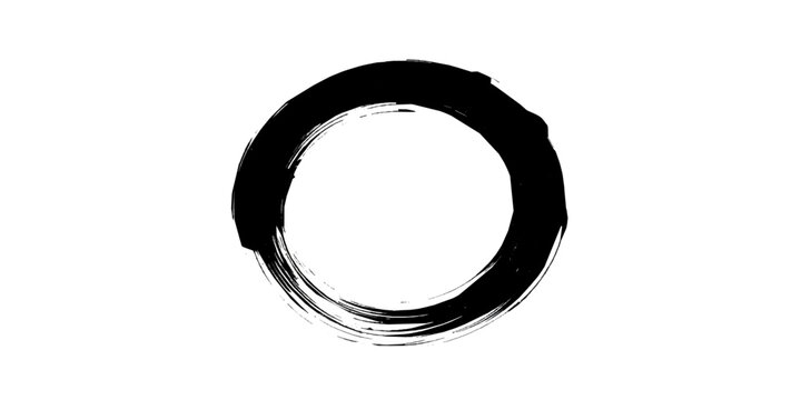Zen Circle: A minimalist Zen circle symbol, a brushstroke of black ink against a clean backdrop, evoking a sense of balance, and simplicity. 