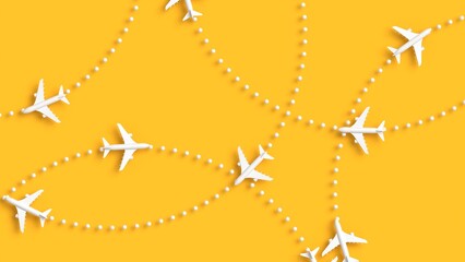 Airplane Flight Routes Seamless Loop 3D illustration Top View © Ricardo