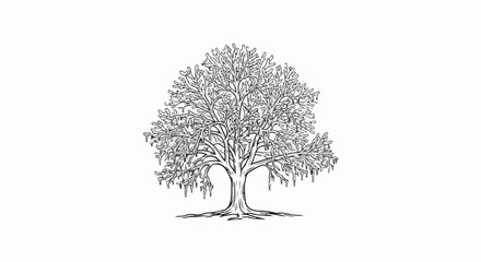 Fototapeta premium A stylized black and white illustration of a lush tree with intricate branches