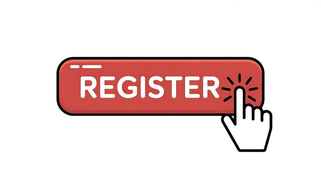 Register button, sign up icon, web form, online registration