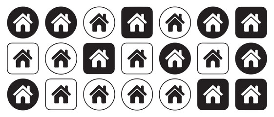 Fototapeta premium Home Icons in Circle and Square Buttons UI Set. Vector illustration eps 10