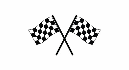 Fototapeta premium Two Crossed Checkered Flags Symbolizing Victory, Finish Line, and Racing Competition on a White Background