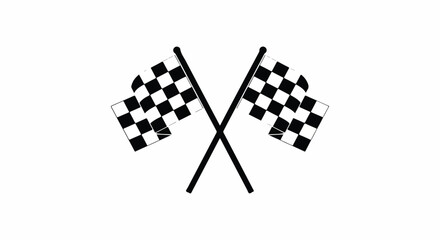 Fototapeta premium Two Crossed Checkered Flags, Symbols of Racing Finish Line, Victory, Competition, and Motorsport on White Background