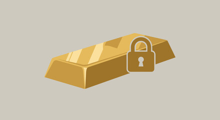Flat minimalist illustration of gold investment security b © Artbibun