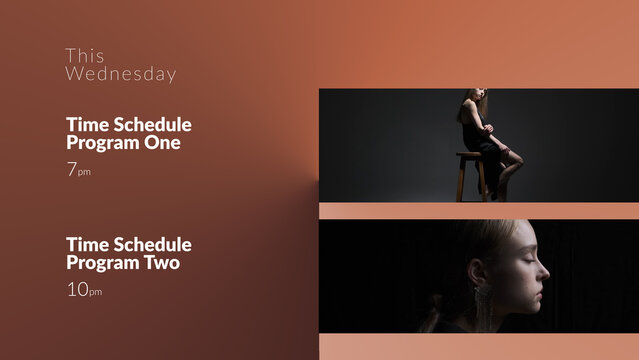 Gradient Broadcast Package Time Schedule Card With Video &ndash; Smooth Color Gradient Motion Graphics, Titles, Lower Thirds, Logo, Transitions and Promo Elements for TV and Media