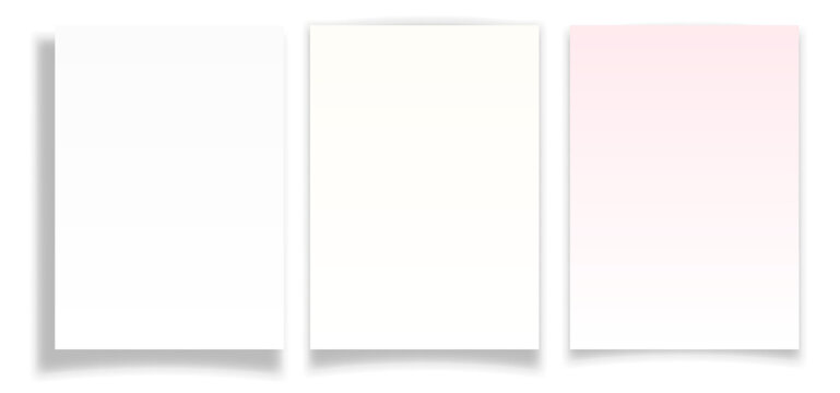 Realistic paper cards with soft shadows. Clean mockup vector isolated on light background, ideal for branding, presentation, social media, posters and print design