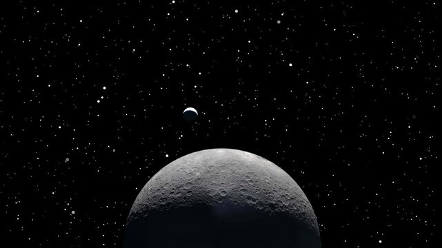 Approaching The Dark Side Of The Moon With Planet Earth In Background