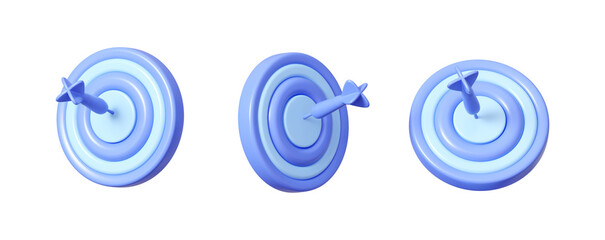 3D target with arrow hitting center set from different angles, goal achievement concept.  © Kari_designer