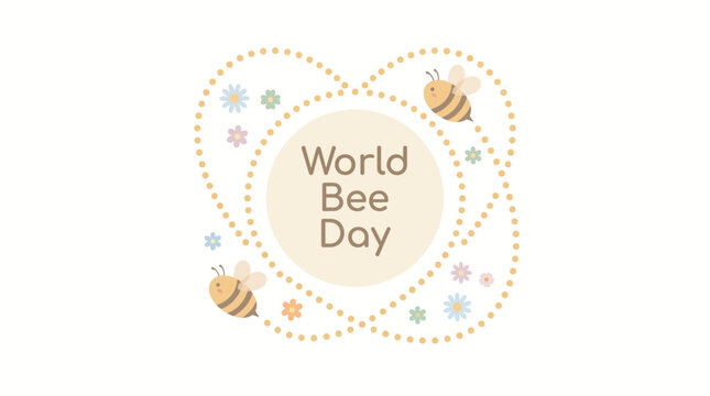 Minimal World Bee Day logo with simple circular honeycomb and bee icon vector design
