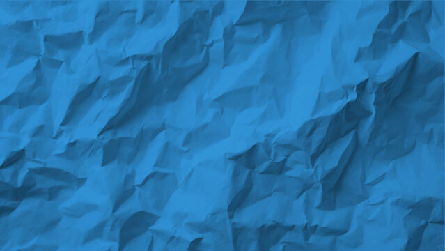 Blue crumpled paper texture background with folds and creases