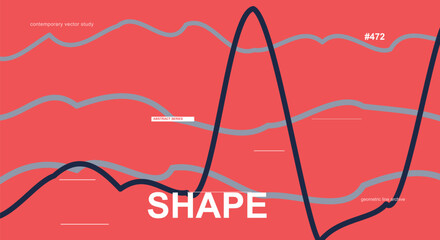 Dynamic red and black wave poster with bold typography and abstract motion lines. © masuk stock