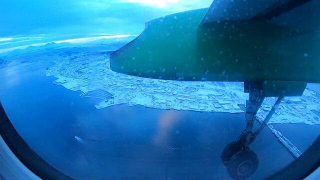 Twin Prop Approach Over Leknes-Bodo, Lofoten Norway. In winter, February 2026