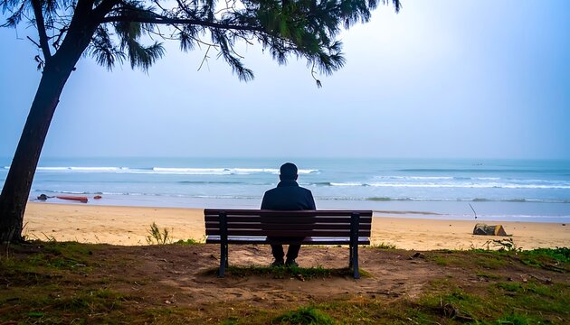 Lone figure at ocean