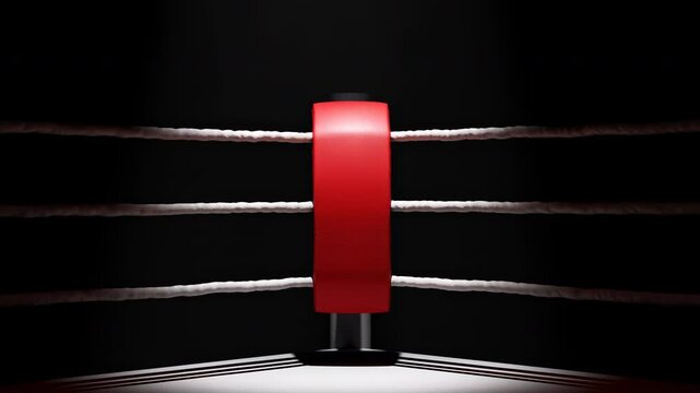 Dimly Lit Boxing Arena Brimming With Tension. Empty Boxing Ring Under Moody Lighting With Rising Suspense