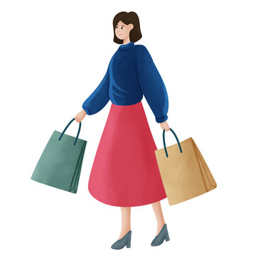 young woman with shopping bags