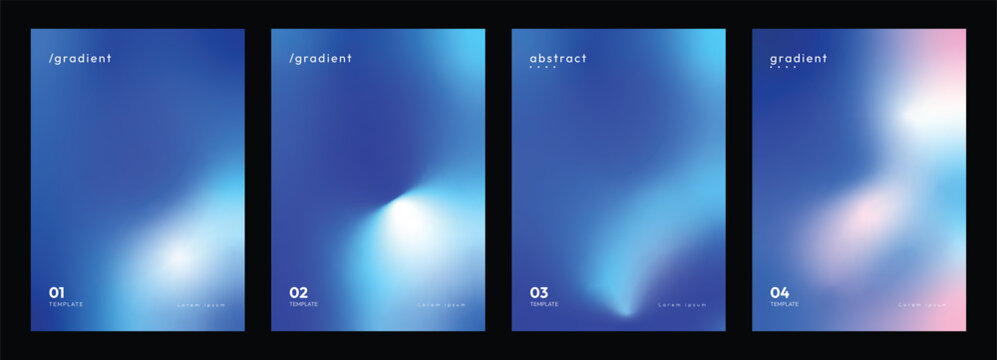 Abstract gradient color posters collection. abstract blue light rays gradient background vector illustration. Set of futuristic abstract posters.