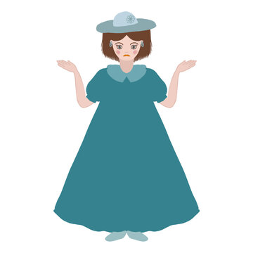 girl in a turquois dress and hat