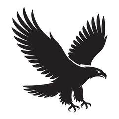 Fototapeta premium Eagle silhouette with wings spread black color isolated on a white background high quality professional detailed modern elegant stylish clean crisp