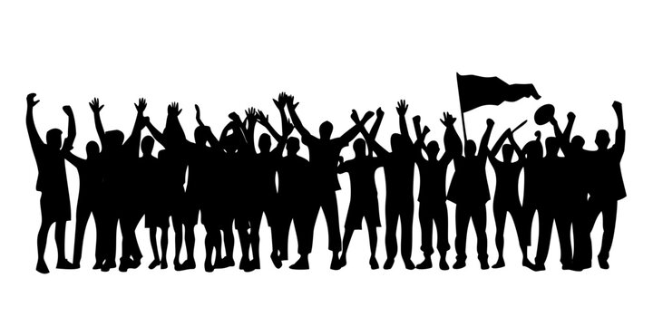 Football fans silhouettes. Vector illustration icon