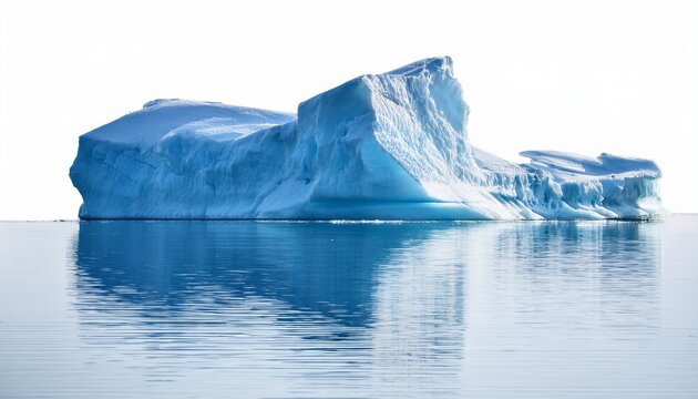 iceberg with water reflection on isolated on a white background glacier frozen