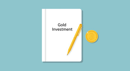 Flat minimalist illustration of gold investment habit b © Artbibun