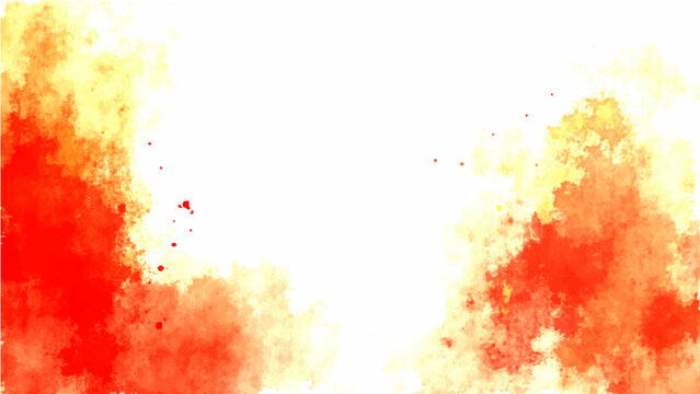 Vector Abstract watercolor painting fiery orange and yellow hues evokes a sense energy, warmth.