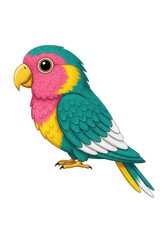 Obraz premium Colorful parrot with transparent background, cartoon bird