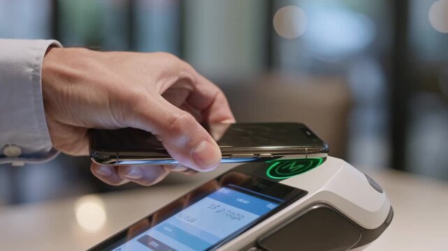 Contactless Payment Terminal with Smartphone.